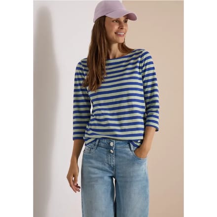 Basic Shirt met boothals en strepen