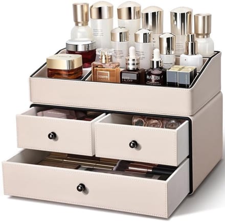 Make-up tafel Organizer - Draaiend - Lades - Transparant - PU-leer - 2 verdiepingen - Make-up Organizer