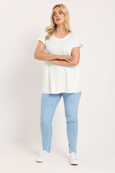 Yours Wit Tshirt Met Korte Mouwen En Ruches Size 44