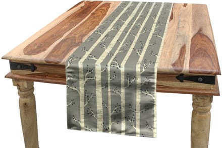 ABAKUHAUS Tafelloper – Berkenbomen Natuur Boho – 40x180 cm – machinewasbaar