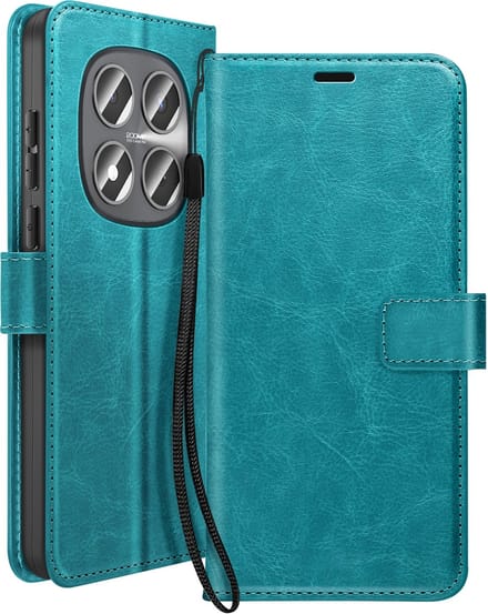 Mayaxess, Hoesje geschikt voor Redmi Note 15 Pro 5G - Wallet Case met Koord & Stand, Turquoise
