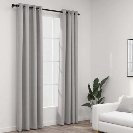 vidaXL - Gordijnen - linnen-look - verduisterend - ogen - 2 - st - 140x225 - cm - grijs