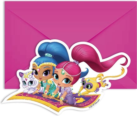 Vegaoo - 6 Shimmer + Shine uitnodigingen en enveloppen