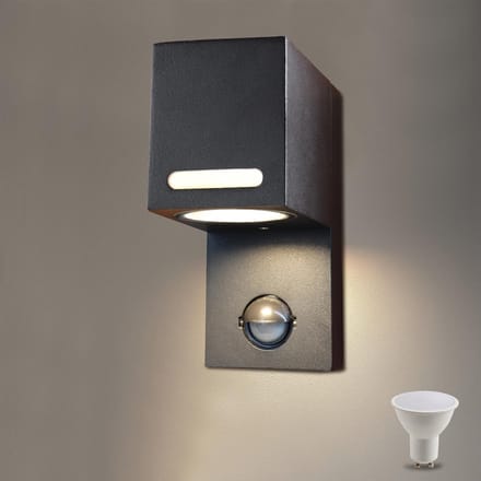 Buiten LED Wandlamp met Bewegingssensor en GU10 Lamp - Waterdicht IP44 - 5W 600lm Warmwit