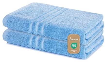 Set van 2 Douche Handdoeken 70 x 140 cm - Soft en Absorberend 100% Katoen - Dolfijn Blauw