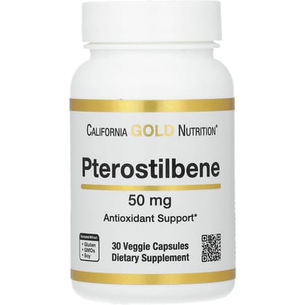California Gold Nutrition, ptérostilbène, 50 mg, 30 capsules végétales