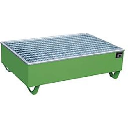 BAUER AW-2/PE opvangbak met rooster, 210 l, B 1215 x D 815 x H 365 mm, groen