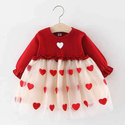 Baby Garden kerst jurkje hartjes maat 92 - rood