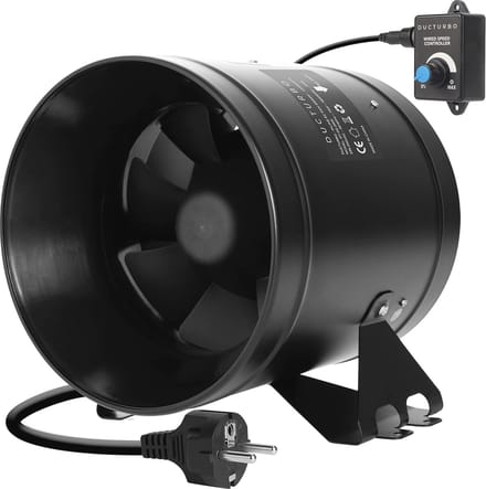 Krachtige Inline Ventilator 200mm voor Badkamer, Garage en Serre - Max 1205m³/h