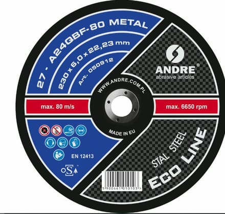 Andre - T27 Serie - Slijpschijf Metaal - 230x6mm - Harsversterkt