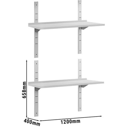 GGM Gastro Dubbele RVS wandschap ECO - 1200x400mm zilver