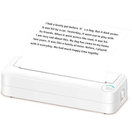 Draagbare printer Draadloze inktloze printer Ondersteunt 8,26    x 11,69    thermisch papierprinter BT wit