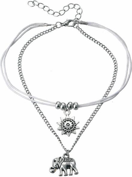 Fako Bijoux® - Enkelbandje - Enkelsieraad - Olifantje & Zon