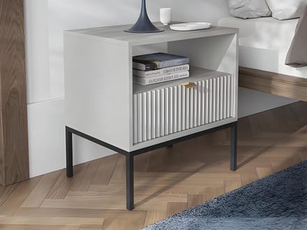 Vente-unique Set van 2 nachtkastjes met 1 lade en 1 vak - Grijs - LIOUBA