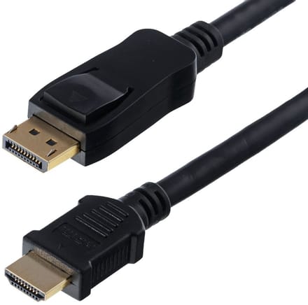 Helos Anschlusskabel, DisplayPort Stecker/HDMI Stecker, 4K, BASIC,10,0m, schwarz