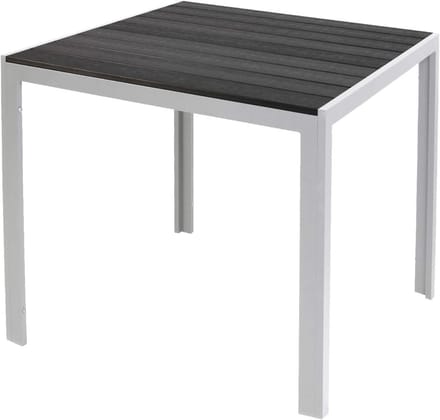 Aluminium tuintafel - Eettafel buiten - Gezellig buiten eten - Weerbestendig non-wood blad - 90 x 90 cm - Zilver zwart