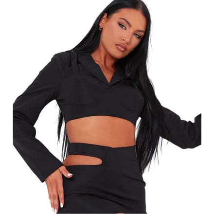 Missy Empire Korte blazer van polyester voor dames (Zwart)