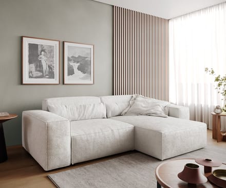 Hoekbank Sirpio 230x155 cm bouclee crème-wit recamiere variabele
