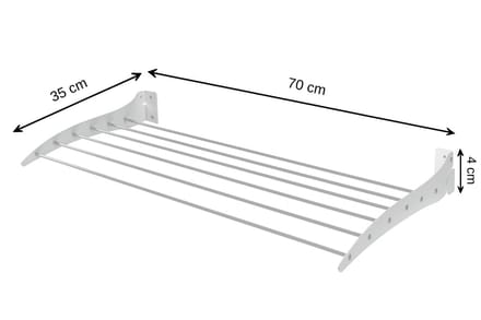 LUNOR Roma - Wasrek - Opklapbaar Wanddroogrek - 70x35 cm - Wit - RVS