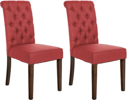 CLP Lisburn Set van 2 eetkamerstoelen - Zonder armleuning - rood Stof