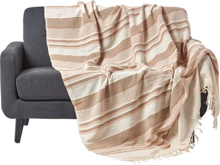 Homescapes Marokko beige gestreepte sprei, 150 x 200 cm