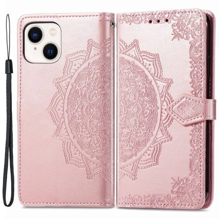 YPCd Bookcase geschikt voor Apple iPhone 15 Plus - Bloemen Design - Portemonnee / Wallet Hoesje - Roze