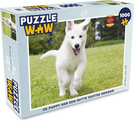 Puzzel De puppy van een witte Duitse herder - Legpuzzel - Puzzel 1000 stukjes volwassenen