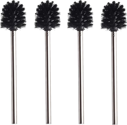 ByShane - WC-borstel Zwart RVS Diameter 85 cm met Afneembare Borstelkoppen - Set van 4 Stuks