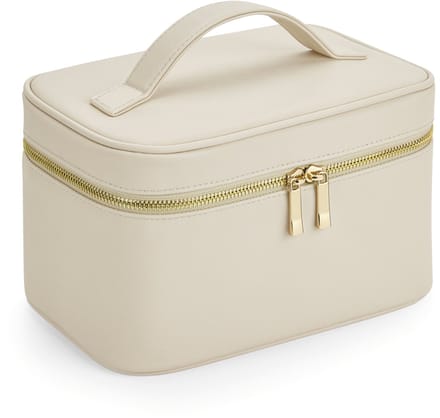 Make-up Case Collectie – Harde Make-up Tas – 4 Liter – Ritsvakken – Luxe PU Afwerking – Beige – 23×15×14 cm
