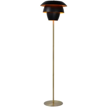 Lucide Vloerlamp Jericho - Zwart Messing - Diam. 38cm - E27 Fitting