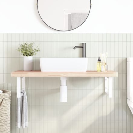 vidaXL - Badkamer - wandschap - staal - en - massief - beukenhout