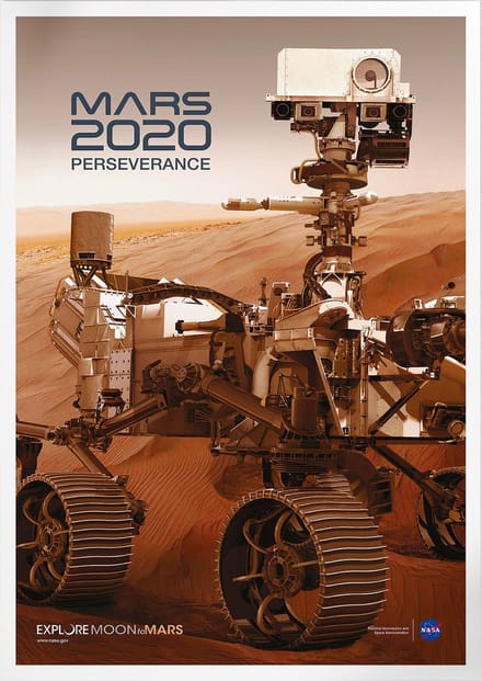 Mars 2020 Perseverance | Space, Astronomie & Ruimtevaart Poster | B2: 50x70 cm