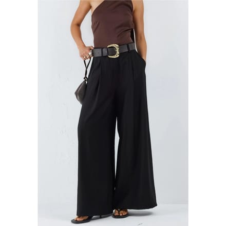 Hoge Taille Wijde Pantalon met Plooien