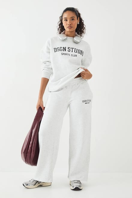 Dames DSGN Studio Applique Rechte Pijp Joggingbroek | Asgrijs | Maat: Medium