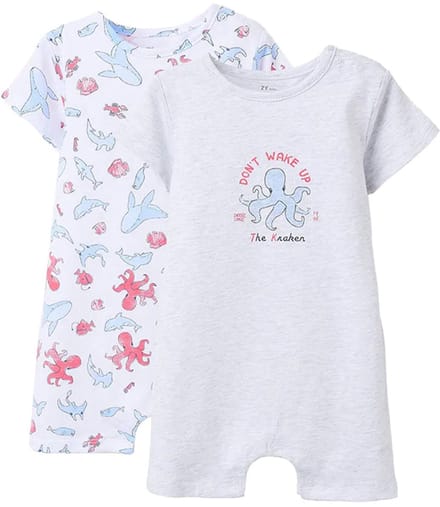 Zippy 3107111701 Korte Mouw Romper 2 Eenheden Wit,Grijs 6-9 Months Jongen