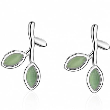 Green Leaf- oorbellen- Zilver-Charme Bijoux