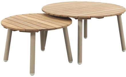 Mindo alu/teak ronde loungetafel set - Latte