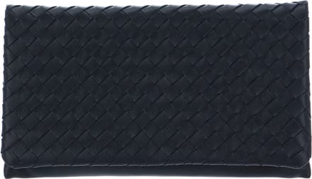 abro Leren Koppeling Avondtas Leather Piuma Weaving Clutch Bag Navy Blauw