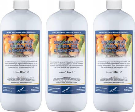 Douchegel Green Tea & Mandarin 1 liter - set van 3 stuks - Showergel