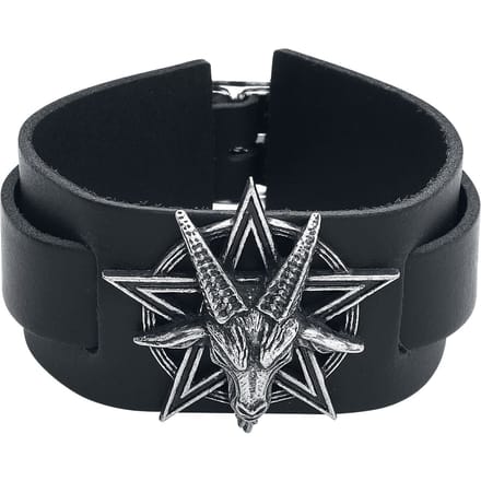 Alchemy Gothic - Gothic Lederen armband - Baphoment - voor Mannen - zwart