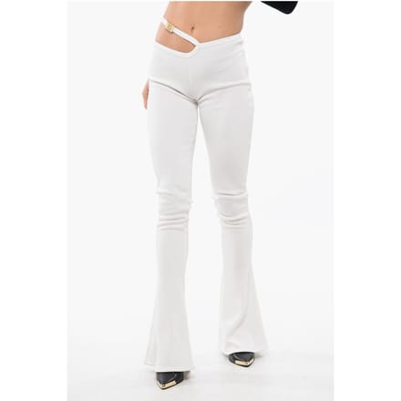 Uitlopende legging met uitsparing in beige