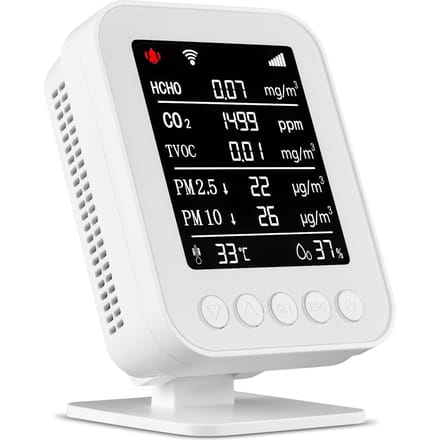 Monitor voor binnenluchtkwaliteit Tuya-app WiFi Formaldehyde-detector CO2 PM2.5 PM10 TVOC-tester Type-C EU Plug wit