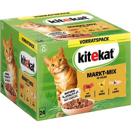 Kitekat Maaltijdzakjes 24 x 85 g - Markt-Mix in Gelei
