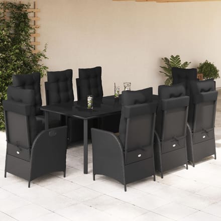vidaXL - 9-delige - Tuinset - poly - rattan - zwart