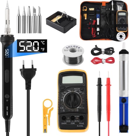 Complete Soldeerboutset 100W met Instelbare Temperatuur en Digitale Multimeter