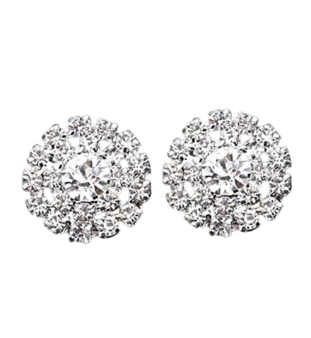 Clip Oorbellen - Lauren- 2 cm strass zilverkleur