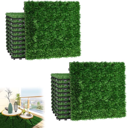 Kunstgras Tegels - Gazonmatten Balkon - Terras Aankleden - Zelfdrenkend - 22 stuks 2 m² - Groen