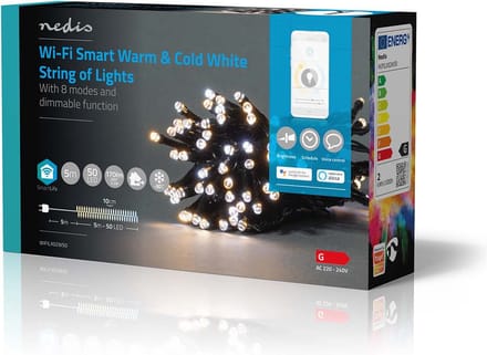 Nedis SmartLife-kerstverlichting - Koord - Wi-Fi - Warm tot Koel Wit - 50 LED's - 5.00 m - Android / IOS