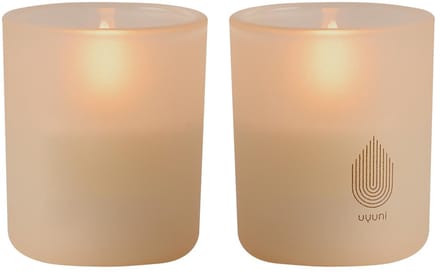 Uyuni Led kaars in glas - 2 stuks - 6 cm x7 cm - Beige