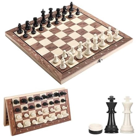 Magnetisch Schaakspel 3-in-1 Houten Schaakbordset